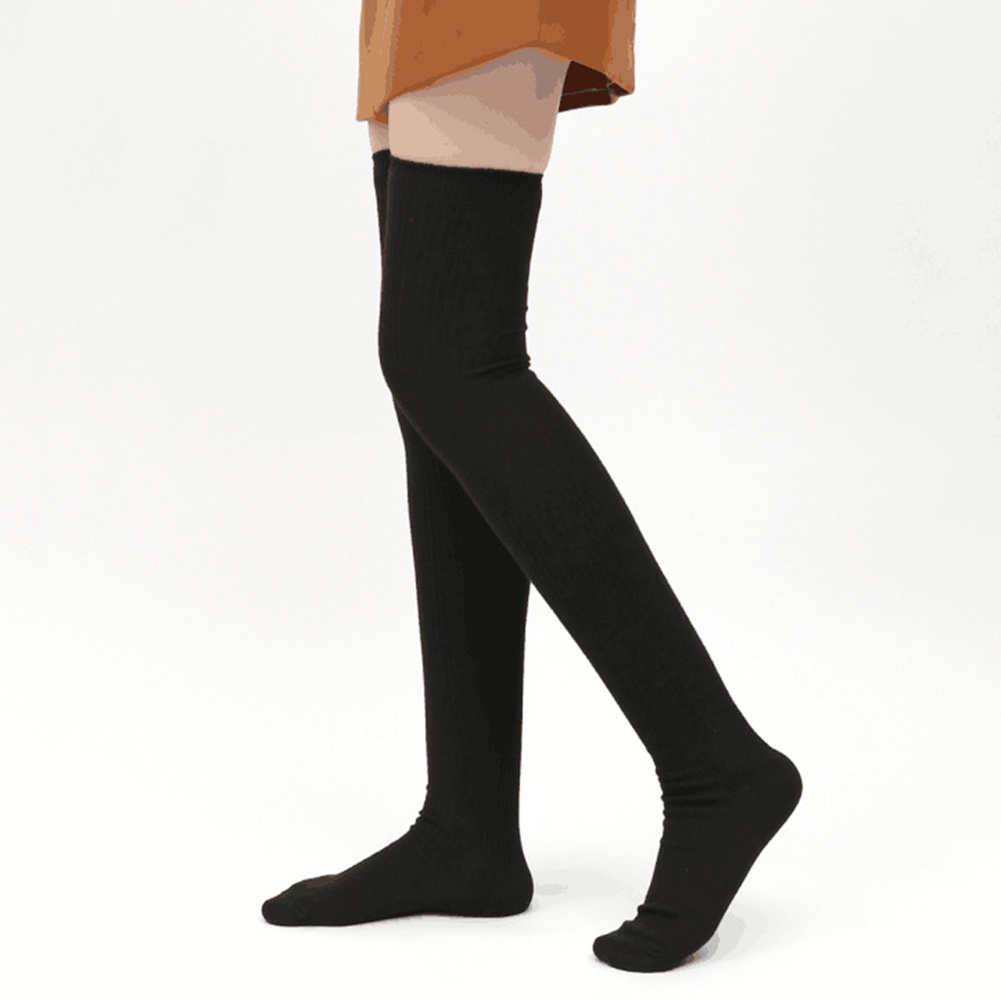 Vớ Dài Qua Gối Dệt Kim Co Giãn Màu Sắc Trơn Dành Cho Nữ