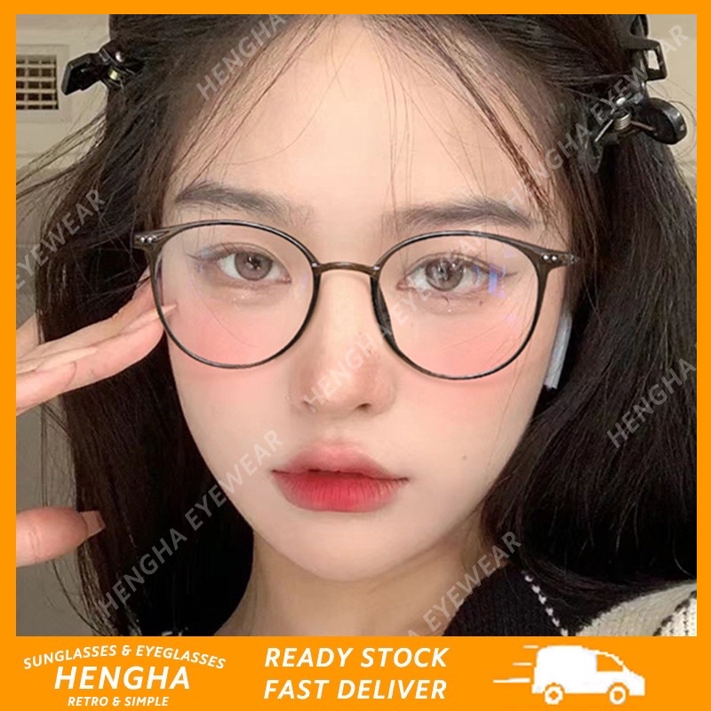 Mắt Kính Gọng Tròn Nhựa Retro Nam Nữ