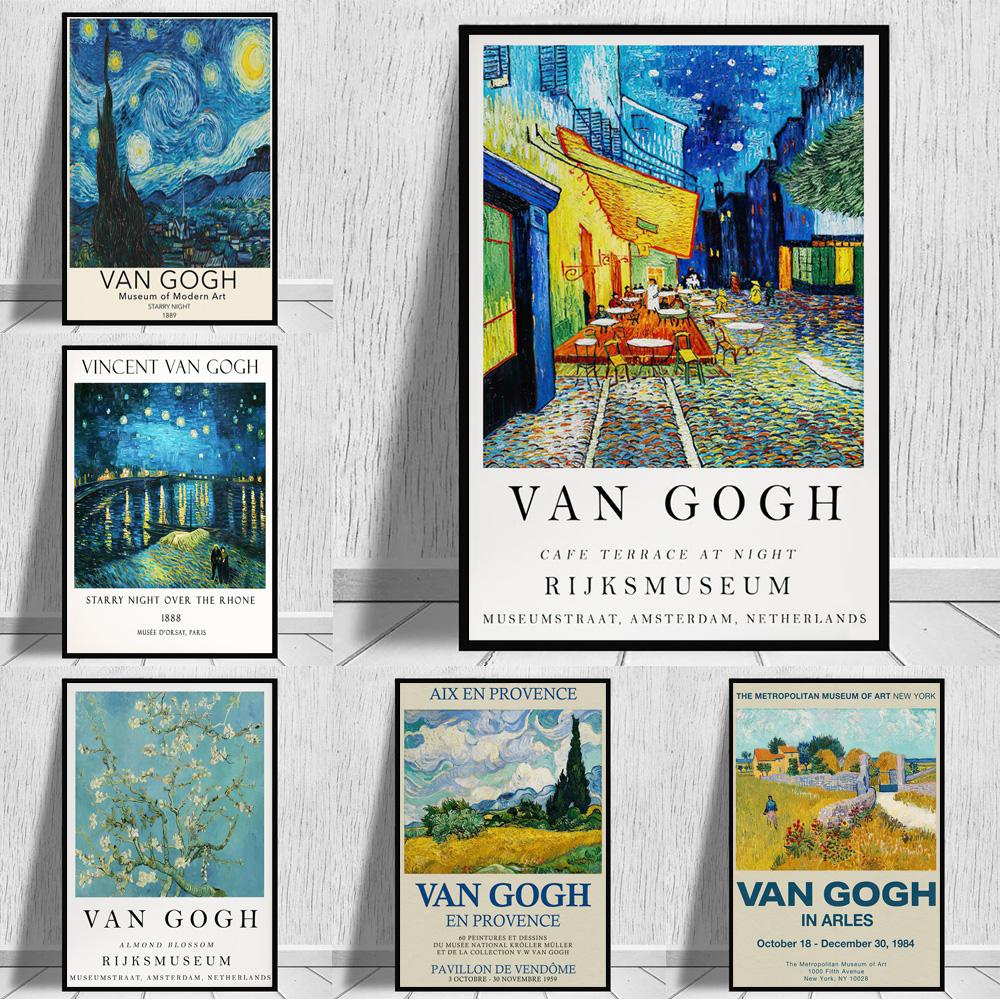 Tranh treo tường canvas trang trí hình tranh trừu tượng của Van Gogh đã có khung