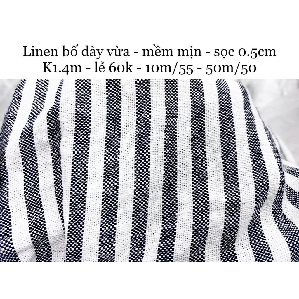 [Vaihoa2015] Vải Linen Bố dày vừa - Mềm mịn - Sọc 0.5cm (LOẠI 1)