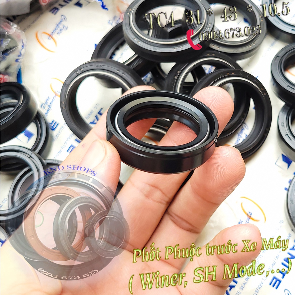 Phớt giảm xóc trước NOK/TTO TC4 31*43*10  & NACTEC DCY 31*43*10.5  dùng Winner, Lead, SCR, SH Mode
