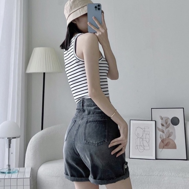 Quần jean nữ lưng cao, eo nhún thun lai bách nút xinh xắn có Bigsize tới 70kg