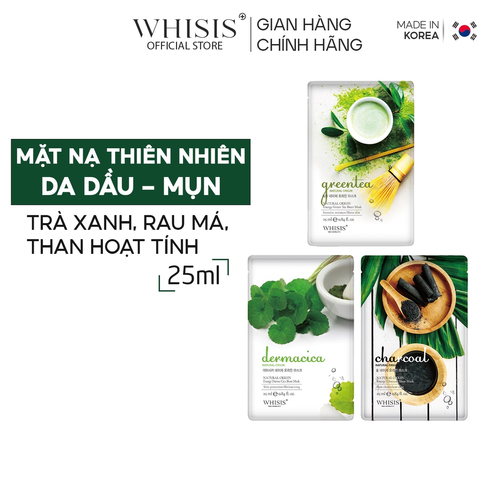 Mặt Nạ Giấy Hàn Quốc Chiết Xuất Tự Nhiên Whisis Cho Da Dầu Mụn 25ml