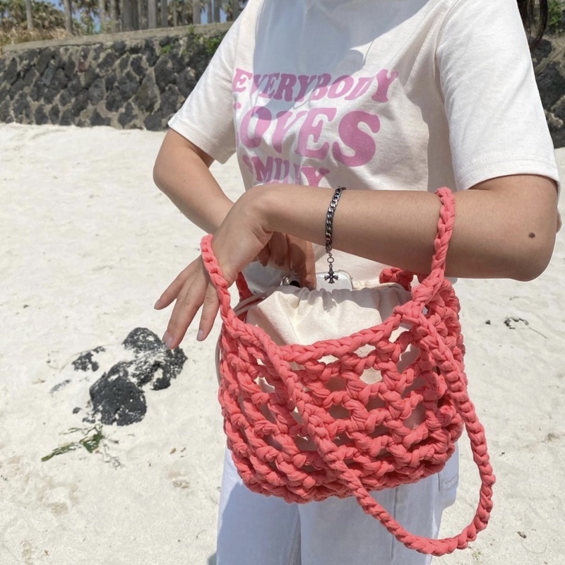 TÚI LƯỚI MÓC ĐEO HAI KIỂU HANDMADE. KÈM TÚI VẢI