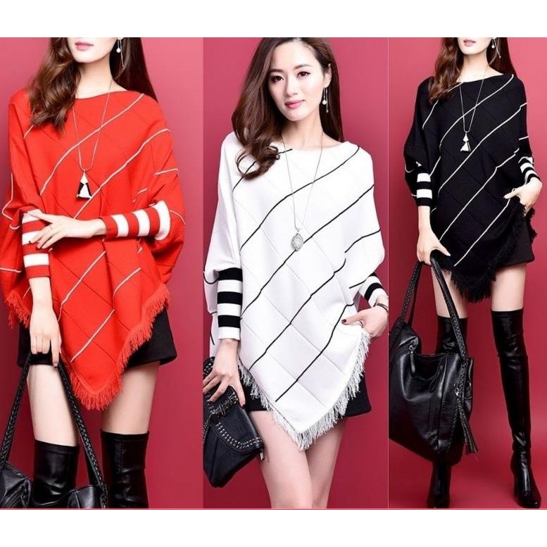 Áo Choàng Sweater Dệt Kim Tay Cánh Dơi Dài Dáng Rộng Thời Trang Thu Đông Hàng Mới 2022