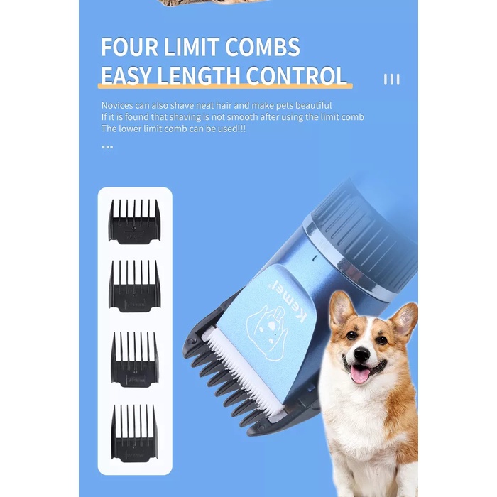 Tông Đơ Điện Cắt Lông Chó Mèo Thú Cưng Có Cổng Sạc Usb Kemei KM CW12