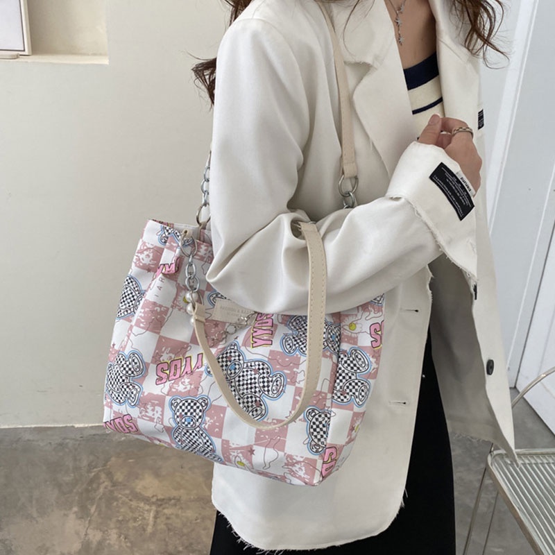 One Túi Xách Cỡ Lớn Phối Màu Tương Phản Trẻ Trung Hợp Thời Trang Cho Bạn Gái