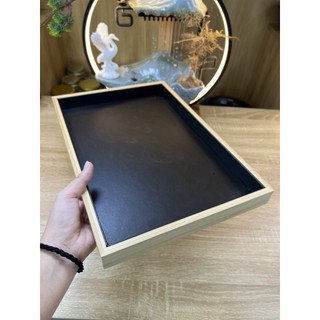 Khay da trưng bày trang sức cao cấp khung gỗ bọc da