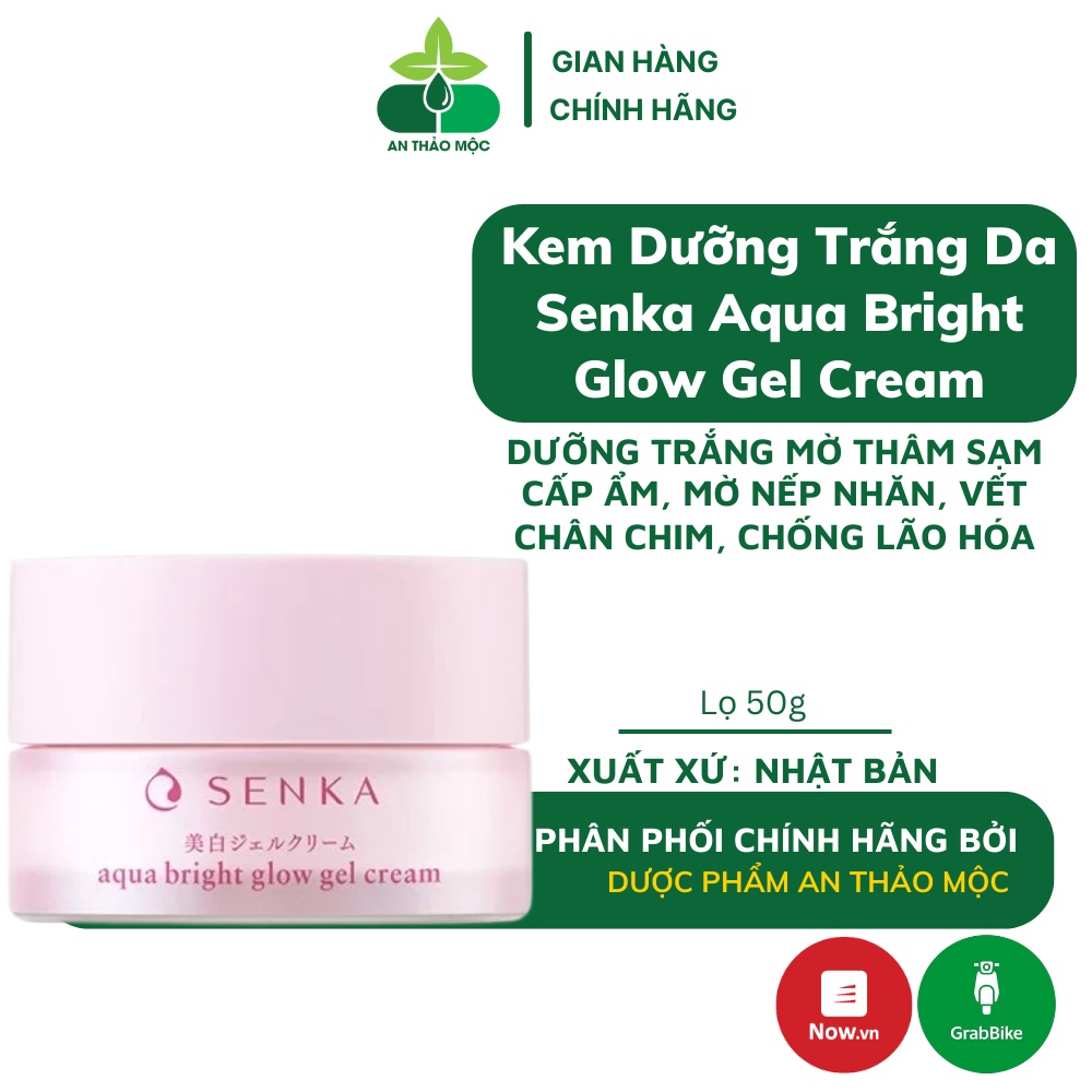 Kem đêm Senka Aqua Bright Glow Gel Cream dưỡng da trắng cấp ẩm ngăn ngừa lão hóa giảm thâm sạm nám 50g 04078