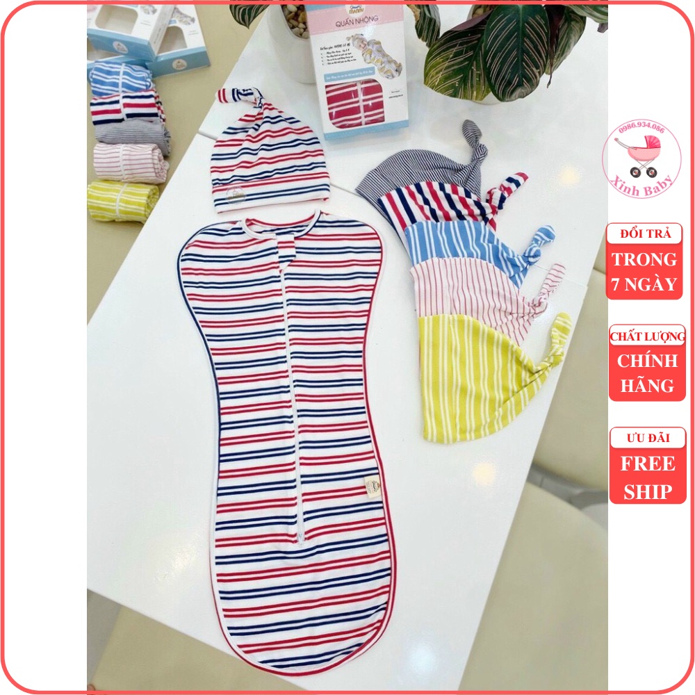 Ủ kén nhộng chũn khóa kéo kèm mũ Minh Đức cho bé sơ sinh -SP000385