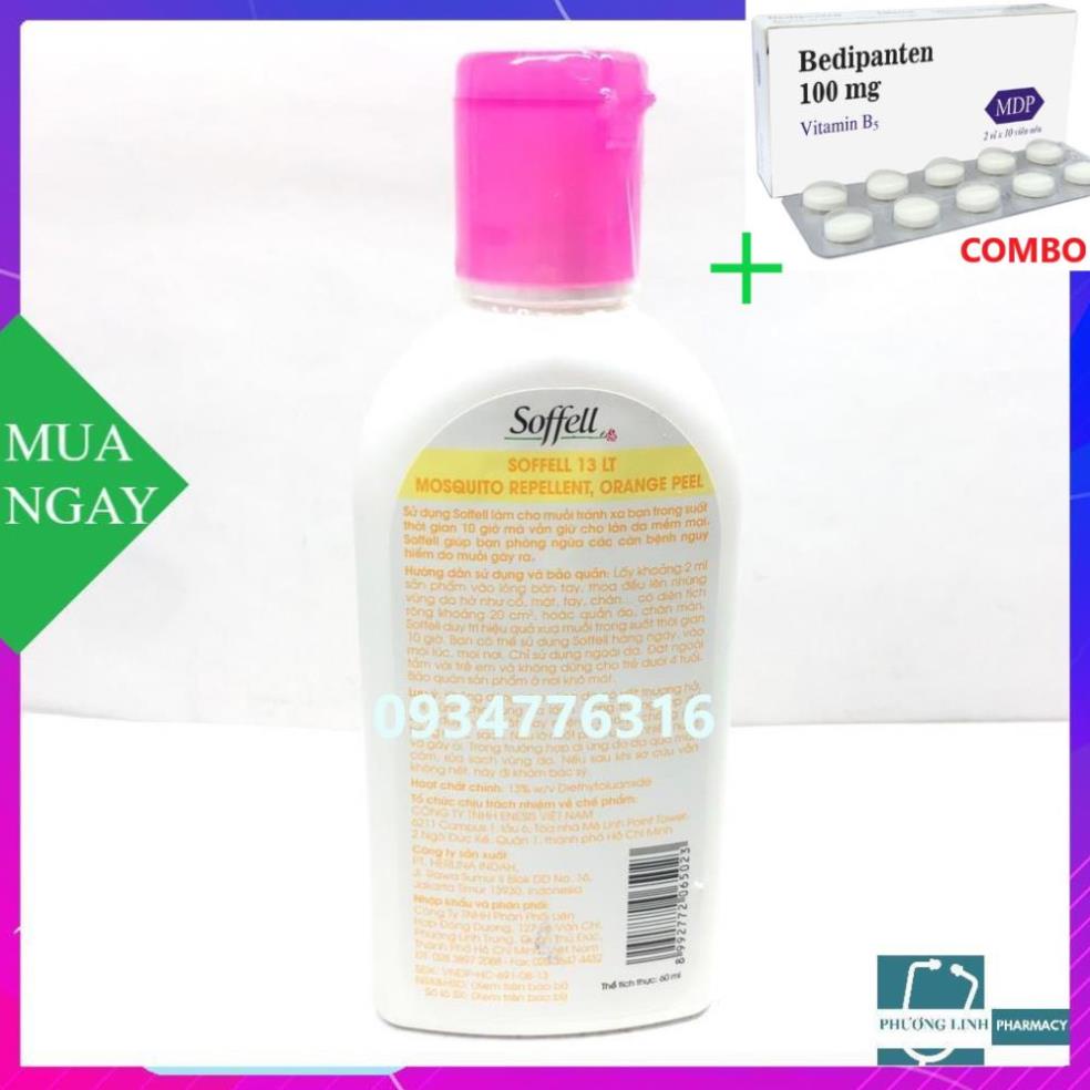 Combo Bedipanten 100mg +  Kem chống muỗi Soffell bôi hương cam 60ml