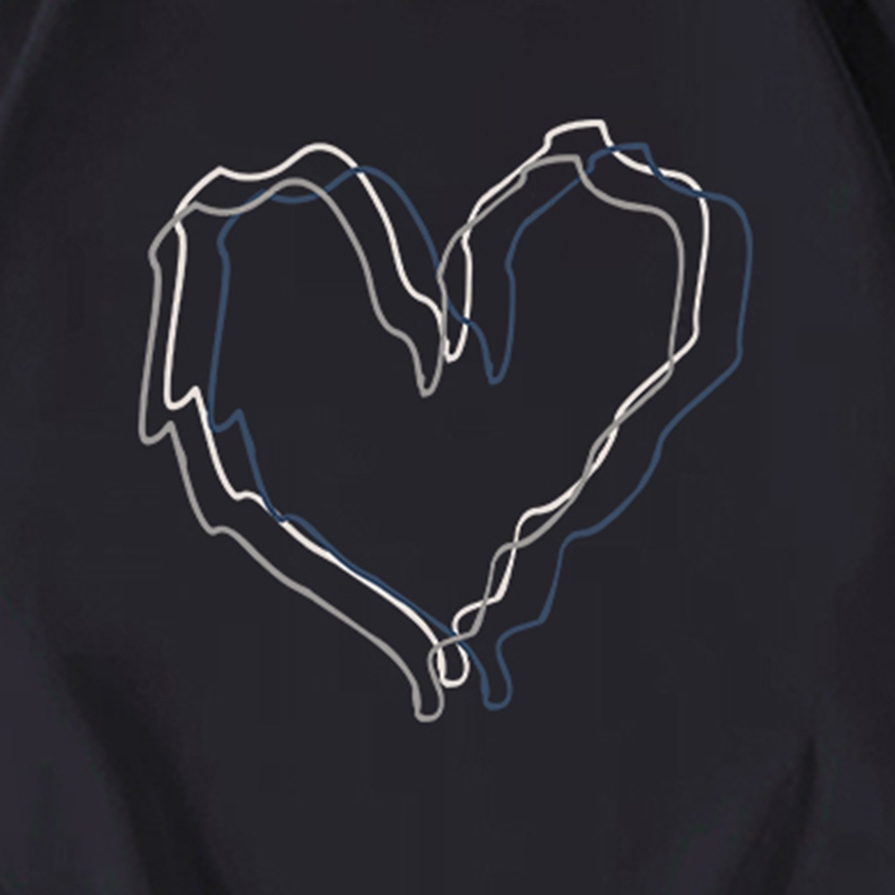Áo hoodie/ Áo sweater/ Áo thun RDGF cổ tròn dài tay in hình trái tim màu đen phong cách Hàn Quốc thời trang cho nữ