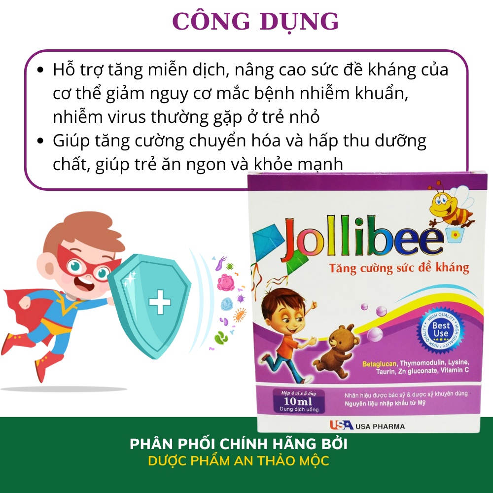 Siro Mediusa Jollibee giúp tăng cường sức đề kháng hệ miễn dịch bé ăn ngon hấp thu tốt các chất dinh dưỡng hộp 20 ống