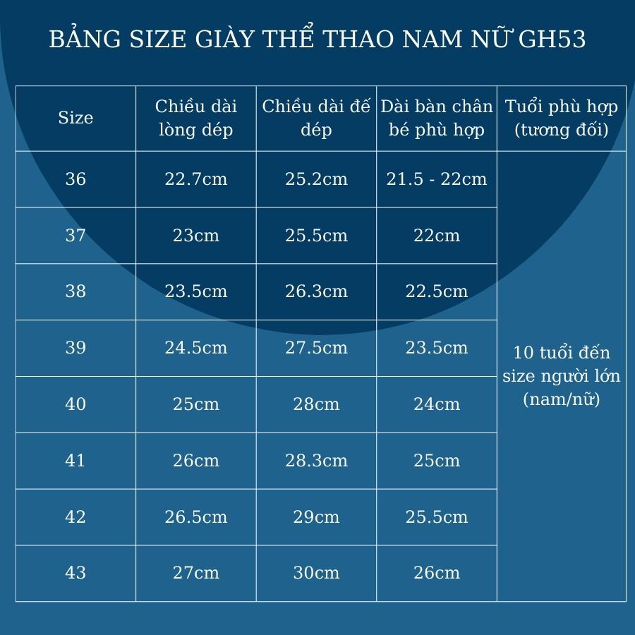 Giày thể thao trẻ em nam size đại dáng cột dây năng động cá tính cho bé trai chân ngoại cỡ GH53