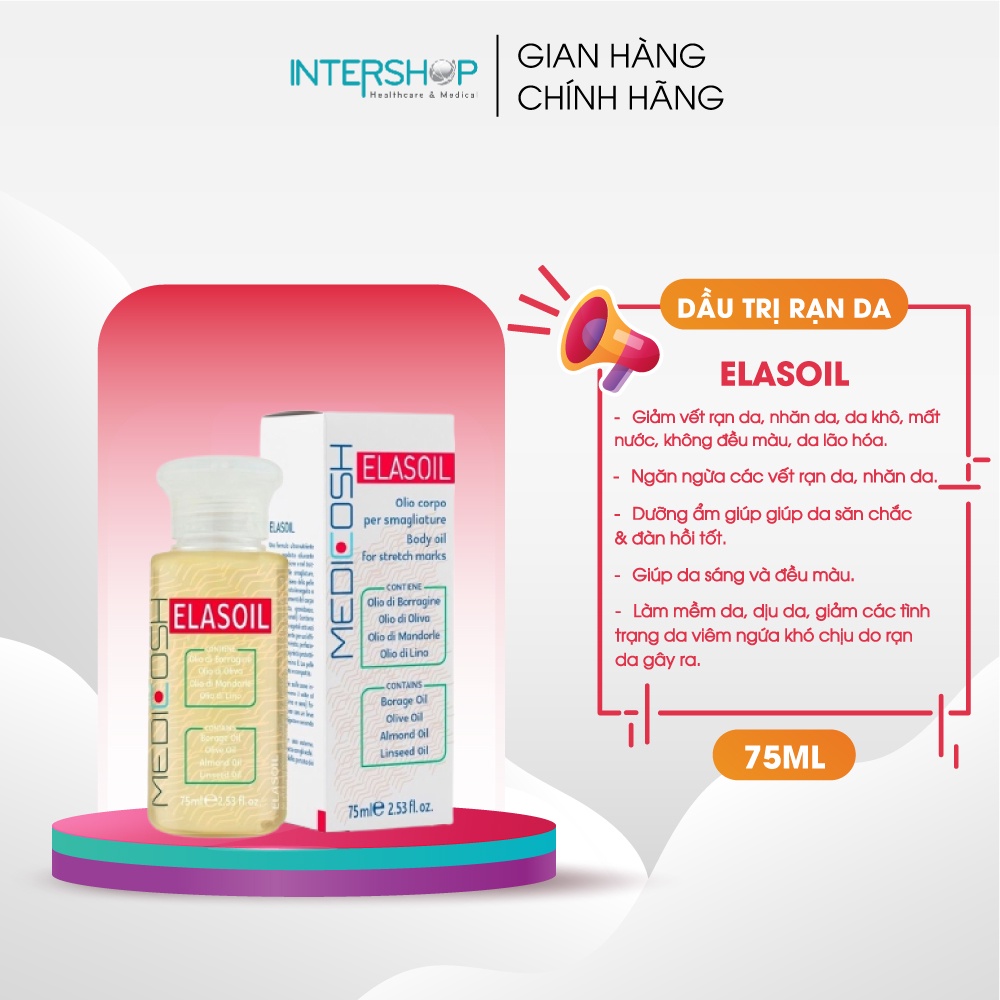 Dầu Rạn Da Cho Bà Bầu, Sau Sinh & Do Tăng Cân Medicosh Elasoil Số 1 Tại Italy