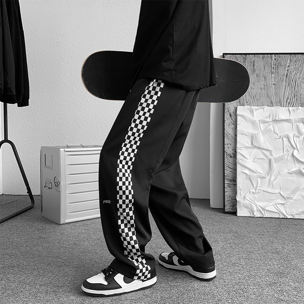 Quần culottes nam SOZO dáng suông rộng thể thao viền sọc caro - JOGGER NAM 002C