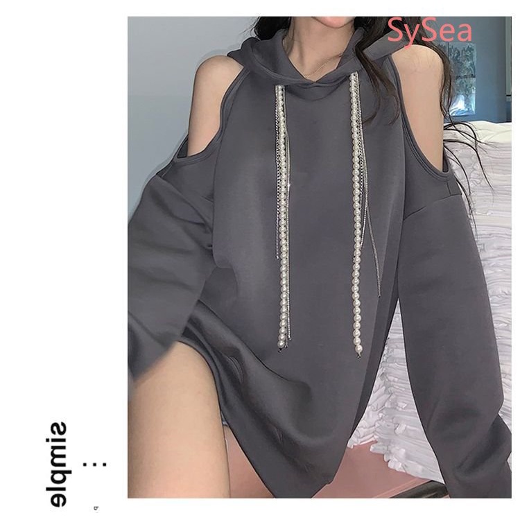 Áo Hoodie Đính Ngọc Trai Thời Trang Mùa Thu Quyến Rũ Dành Cho Nữ