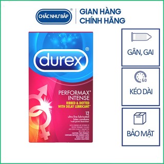 Bao cao su cao cấp gân, gai và kéo dài thời gian quan hệ Durex Performax Intense