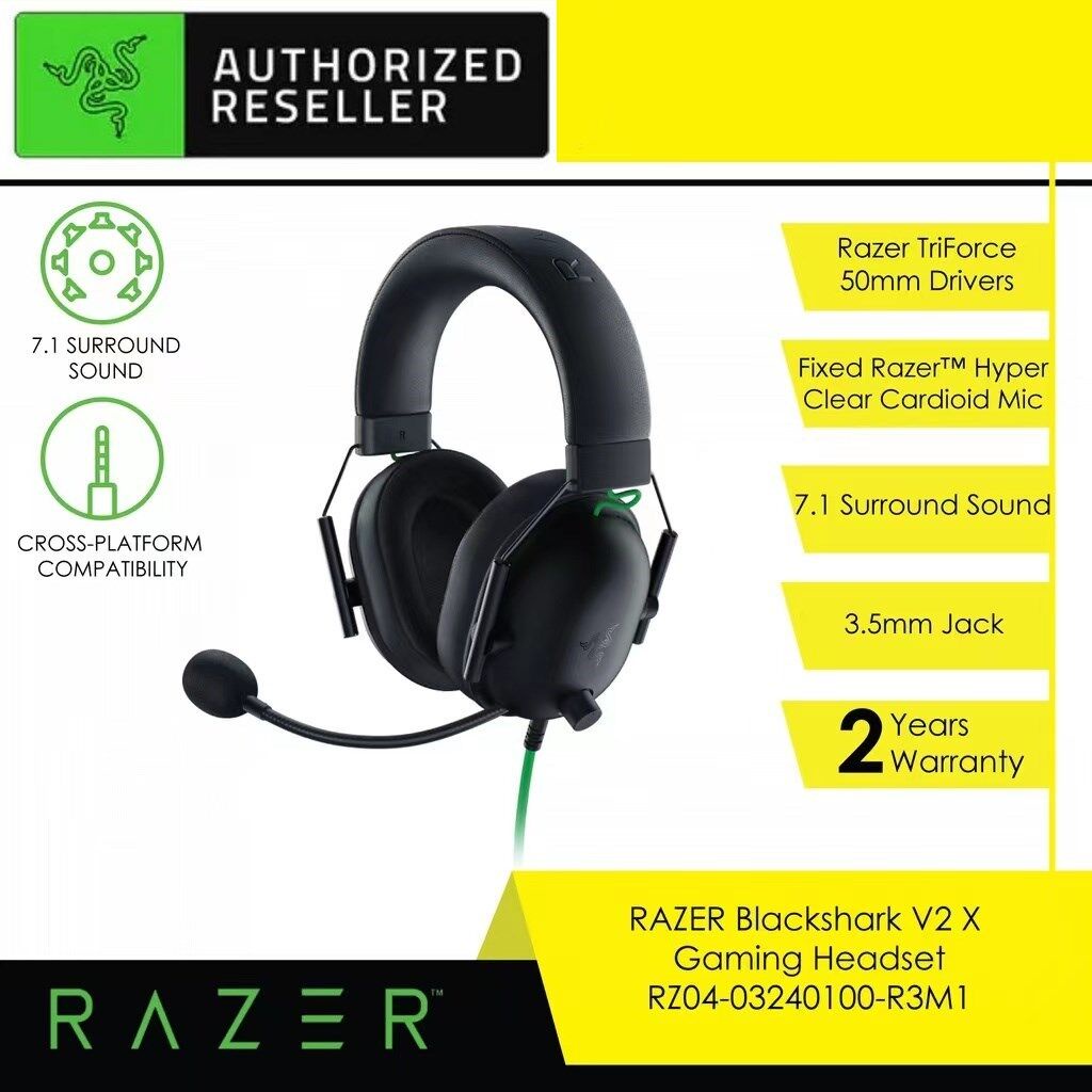 Tai Nghe Chụp Tai Razer BlackShark V2 X 7.1 50mm Chuyên Dụng Cho Máy Chơi Game PS4,PS5 Nintendo Switch Xbox