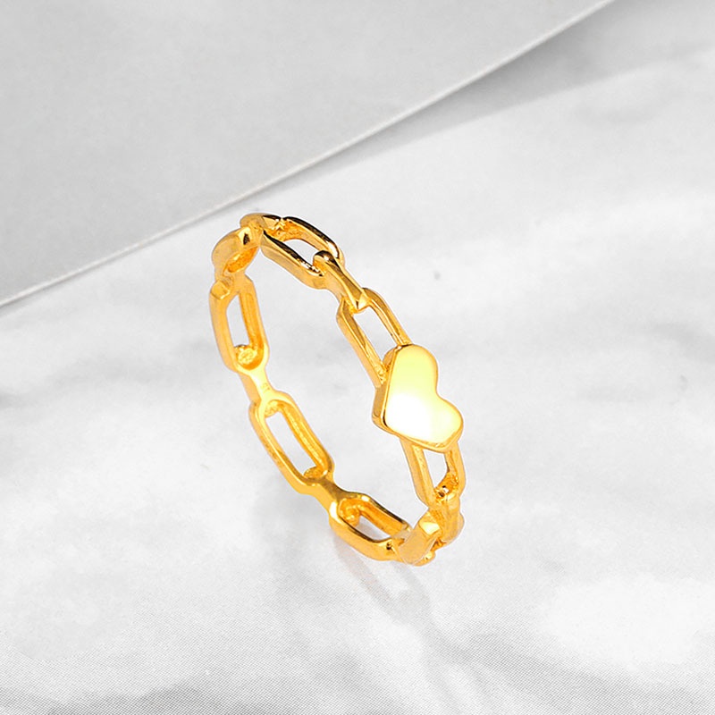 Nhẫn Thép Titan Mạ Vàng 18k Thiết Kế Mới Đơn Giản Cho Nữ