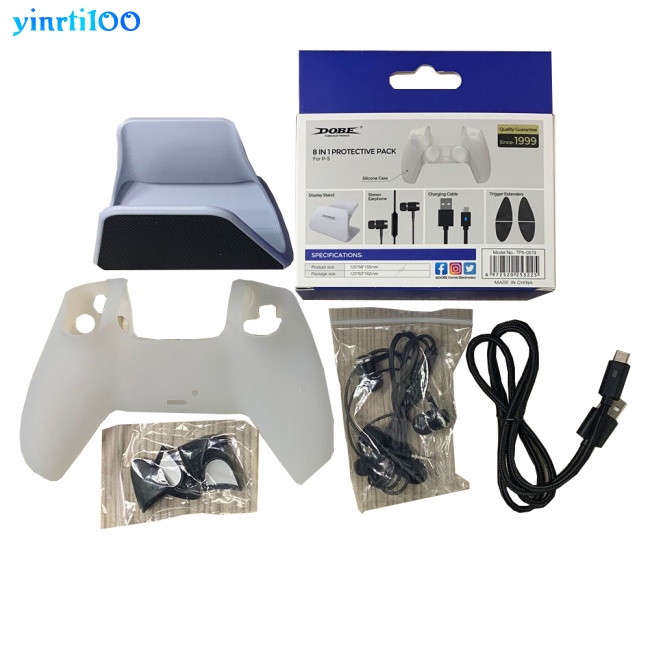 Bộ Vỏ Bảo Vệ Tay Cầm 8 Trong 1 Yinrti100 1 Abs Ps5 + Nút Bấm + Giá Đỡ Trưng Bày + Cáp Sạc