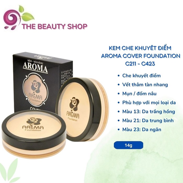 Kem Che Khuyết Điểm AROMA Cover Foundation 14g C211 / C423