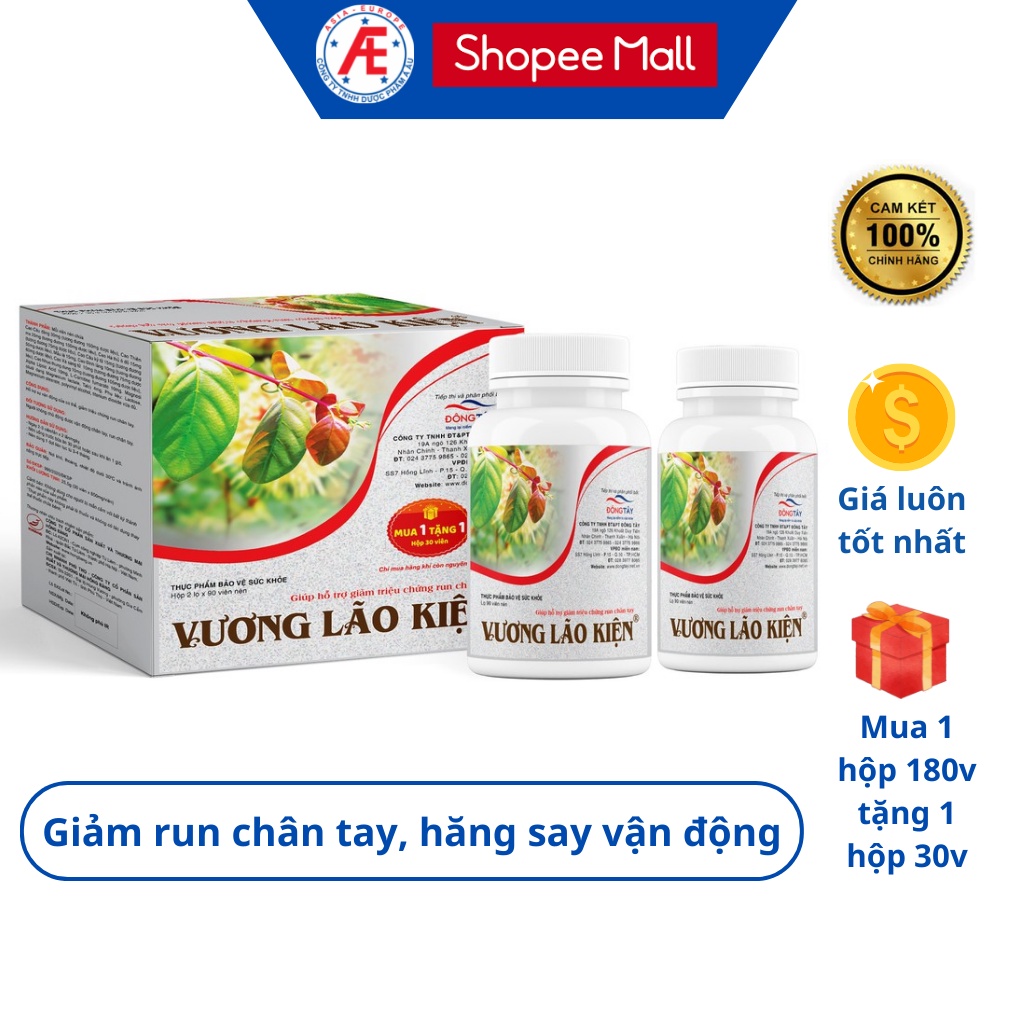 Vương Lão Kiện - hỗ trợ giảm run tay chân, hộp 90 - 180 viên