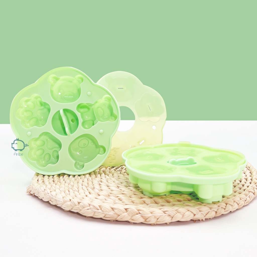 Khuôn Silicon Hấp Bánh Hình Gấu Làm Rau Câu Cho Bé Ăn Dặm ANBE VIỆT NAM Có Nắp Kiểm Định An Toàn Chính Hãng