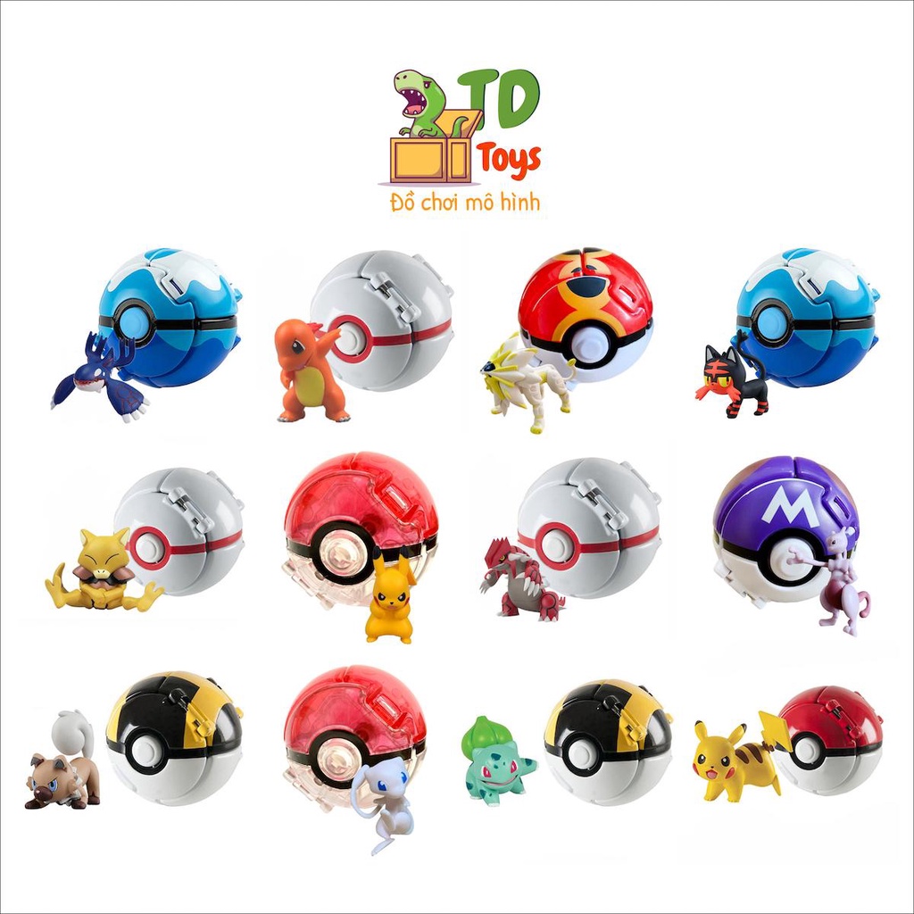 Đồ chơi mô hình pokemon và quả bóng, nhiều mẫu pokemon, có cả các pokemon huyền thoại