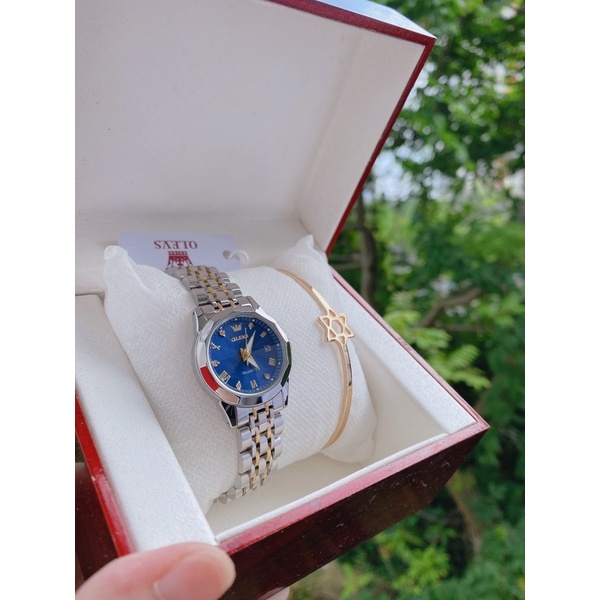 OLEVS Đồng hồ nữ chính hãng Dây đeo bằng thép không gỉ Lịch có chức năng phát sáng Chống nước