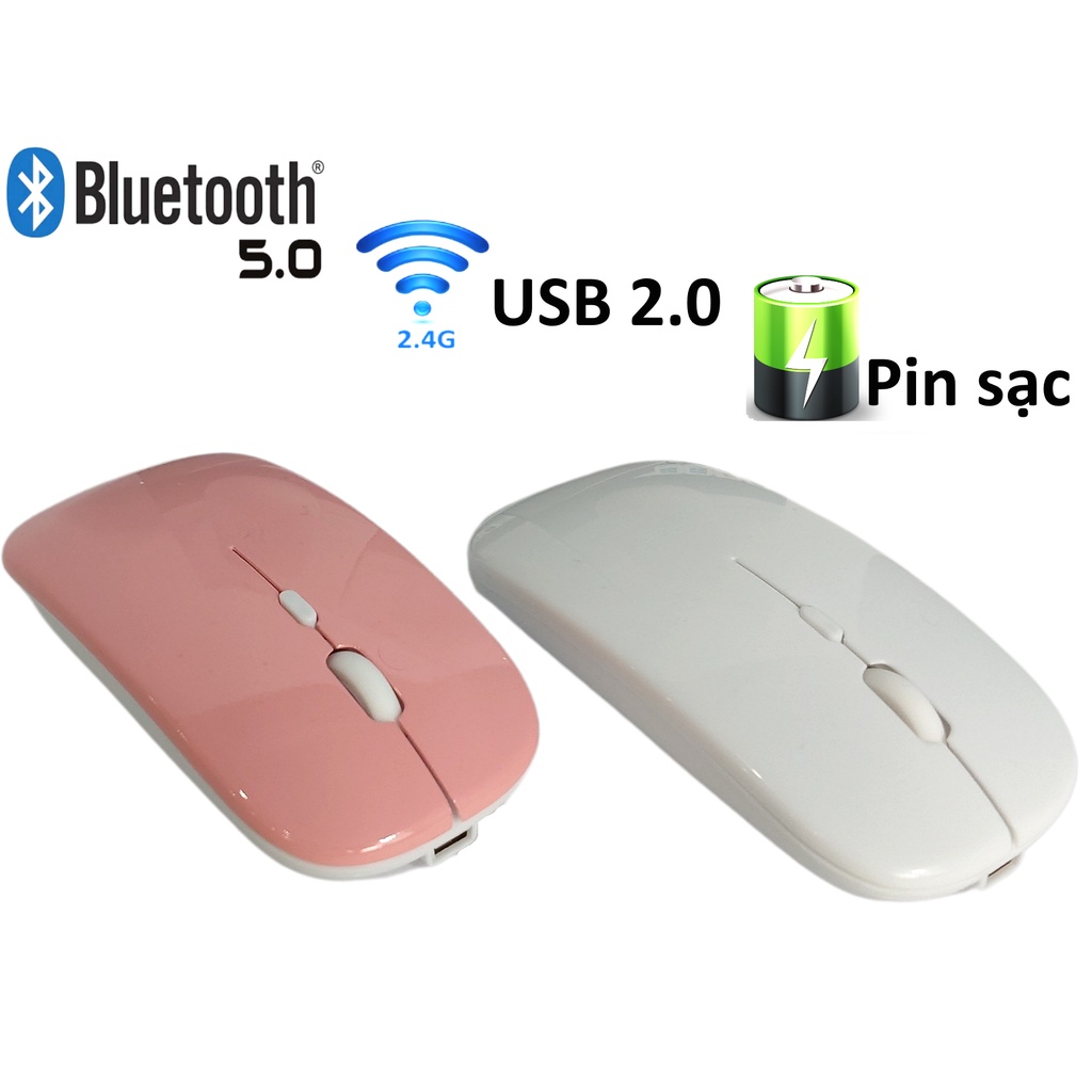 Chuột không dây + Bluetooth , Pin sạc, Kiwi Dual A1 , chống ồn cho laptop, điện thoại, máy tính bảng