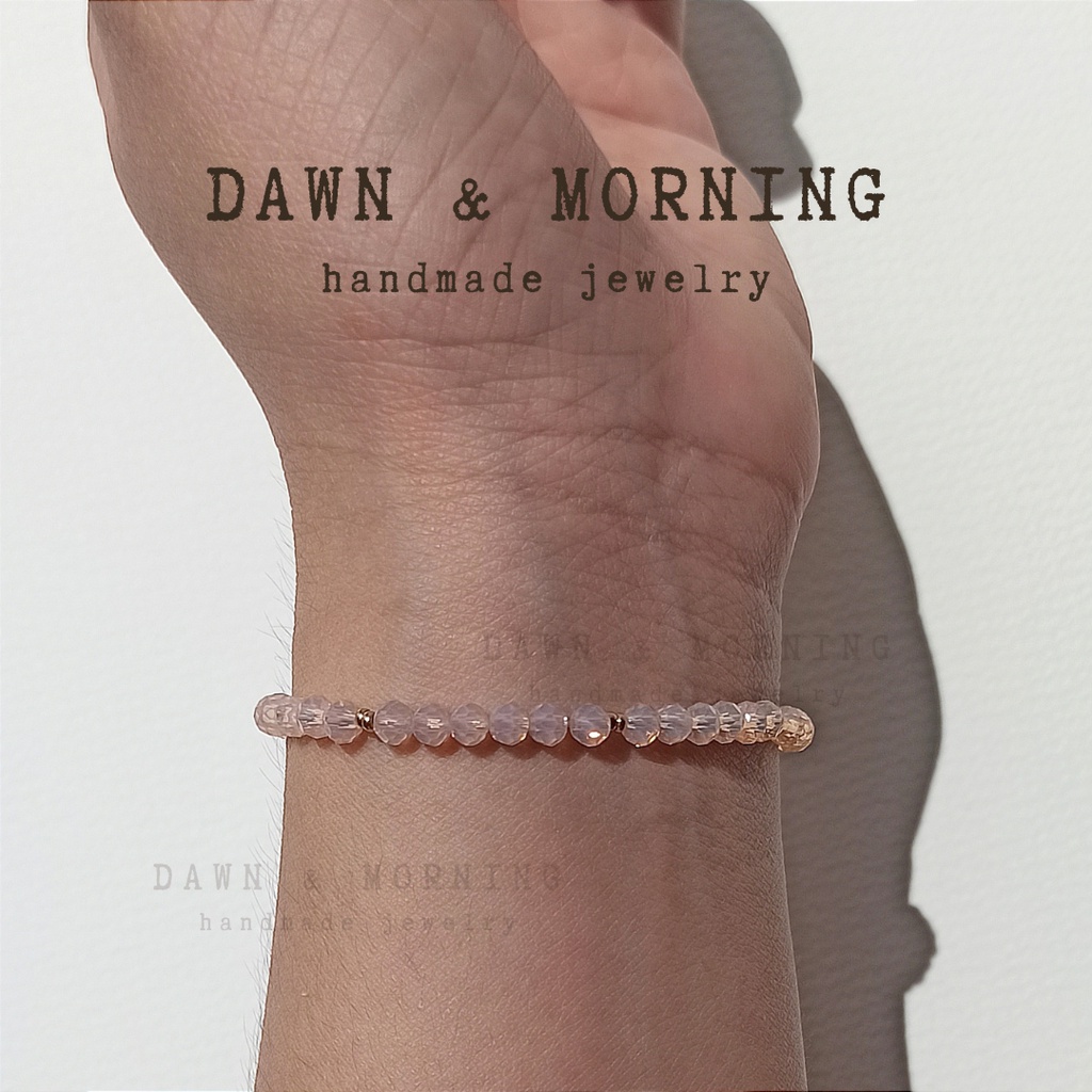 Hồng Carven ~4mm - Vòng tay nữ thủ công Dawn & Morning từ hạt pha lê thủy tinh giả ngọc phong cách Ins, tinh tế và nữ tí