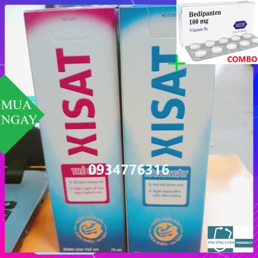 Combo Bedipanten 100mg +  Nước Muối Biển Xisat Xịt Mũi Lọ 75ml