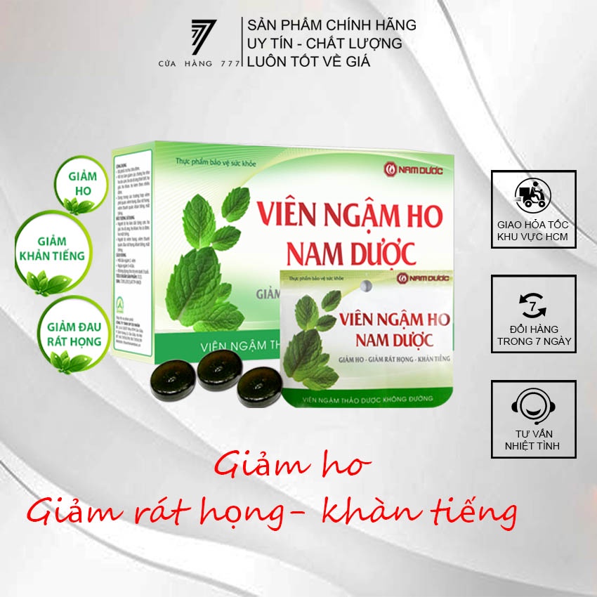 Viên ngậm Nam Dược giảm ho- rát họng- khàn tiếng hộp  10 vỉ x 4 viên