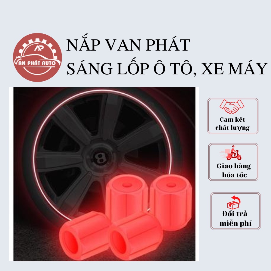 Nắp Van Lốp Xe Ô Tô / Van Lốp Xe Máy Dạ Quang Phát Sáng - Thời Gian Sáng 15 Phút Mỗi Lần [Hàng Loại Đẹp]