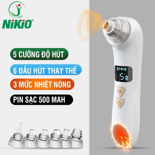 Máy hút mụn đầu đen kết hợp đầu tạo nhiệt nóng Nikio NK-220 - 6 đầu hút | OKbuy