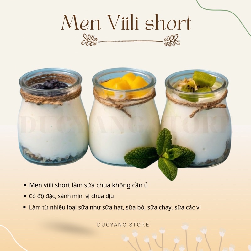 Men làm sữa chua - Men viili short làm sữa chua từ các loại sữa, sữa có mùi vị, sữa bò, sữa dê