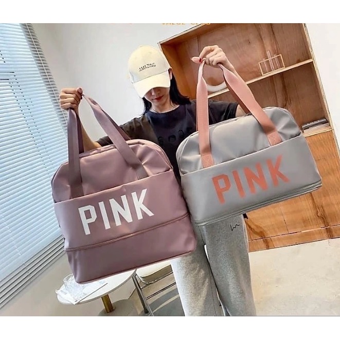Túi du lịch PINK 2 tầng gấp gọn
