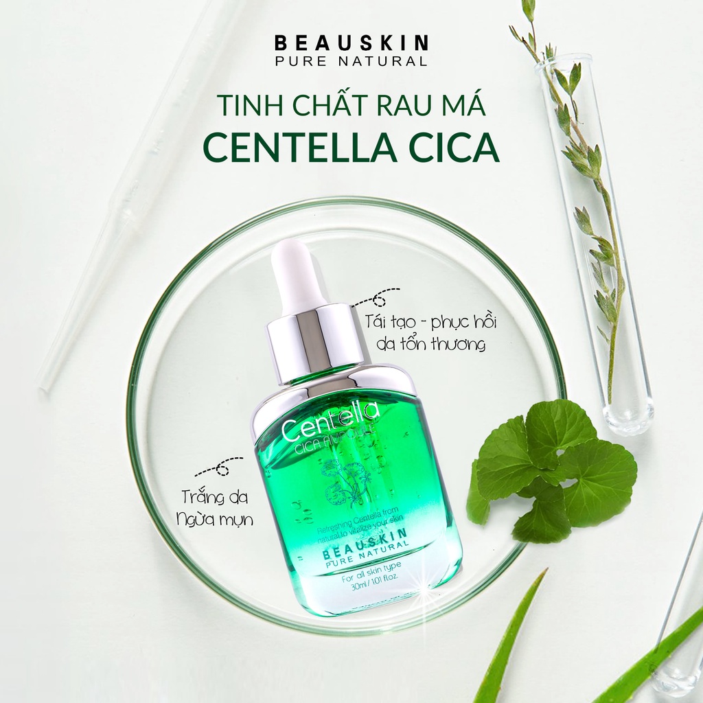 Tinh Chất Rau Má Ngừa Mụn, Loại Bỏ Thâm Mụn, Tái Tạo & Dưỡng Trắng Da BEAUSKIN Centella Cica Ampoule 35ml