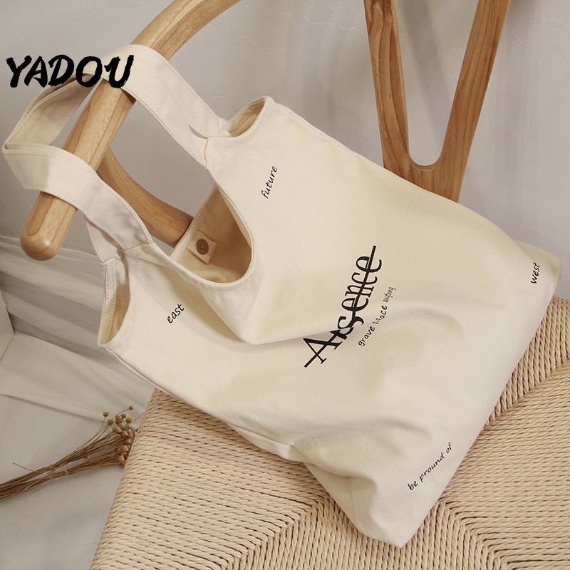 Túi xách YADOU vải canvas cỡ lớn thiết kế đơn giản thời trang Hàn Quốc