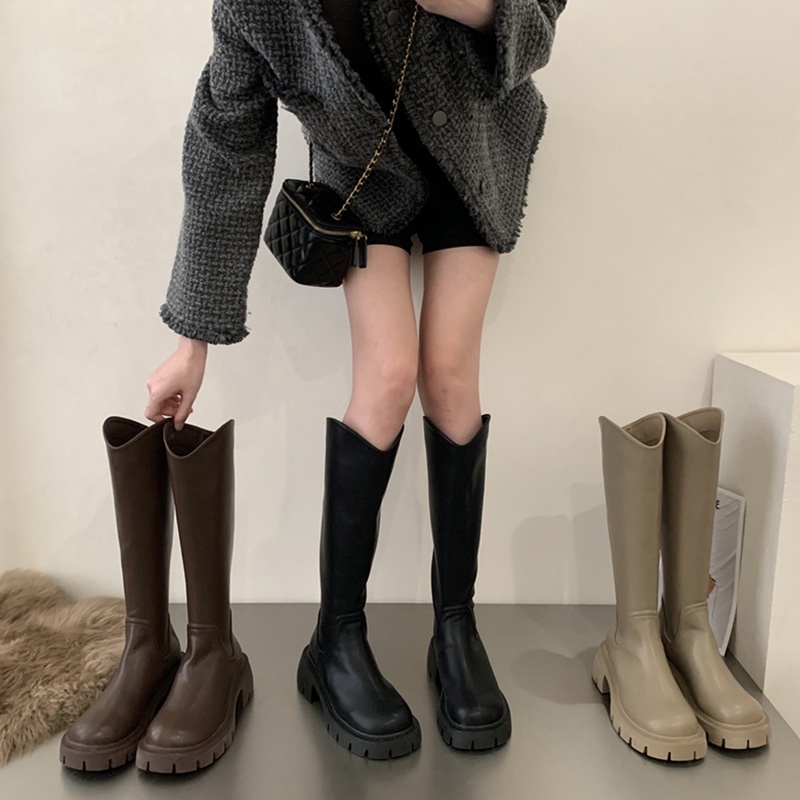 ❤️Meimeitao Giao Hàng Nhà Máy ~ Giày Bốt Nữ Cổ Chữ V Cao Cấp