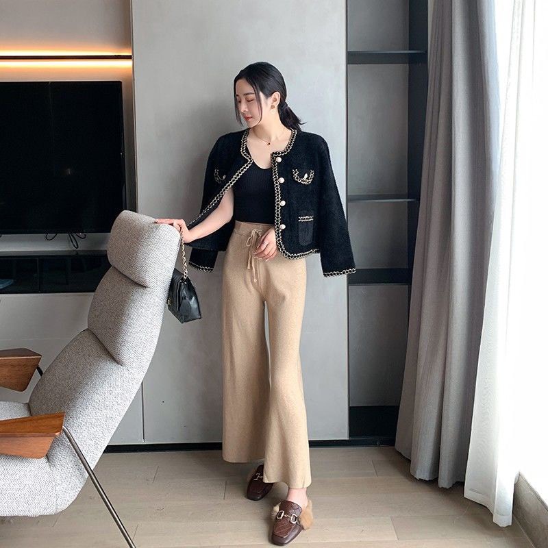 Áo cardigan tweed cổ viền sang chảnh len mịn Hàn Quốc