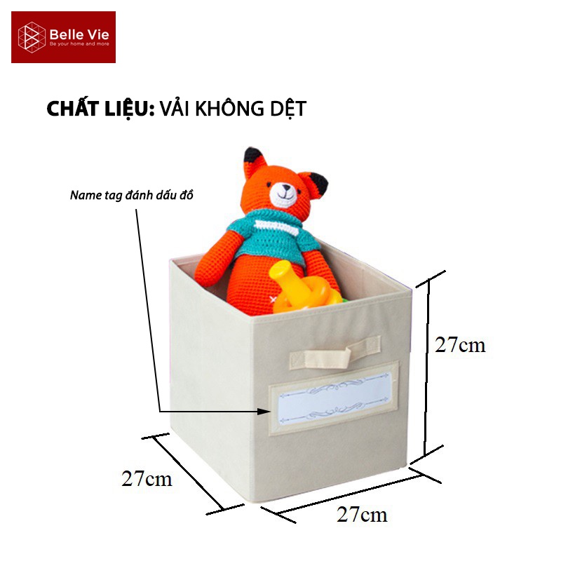 Hộp Đụng Đồ Đa Năng BELLEVIE Hộp Đựng Đồ Dáng Vuông Gấp Gọn Tiện Lợi Có Tay Cầm HVV