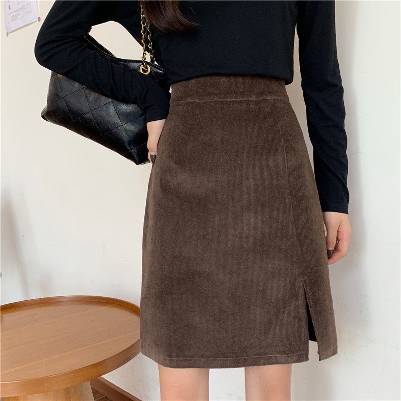 Chân Váy Nhung Kẻ Lưng Cao Dáng Chữ A Có Size Lớn Dành Cho Nữ