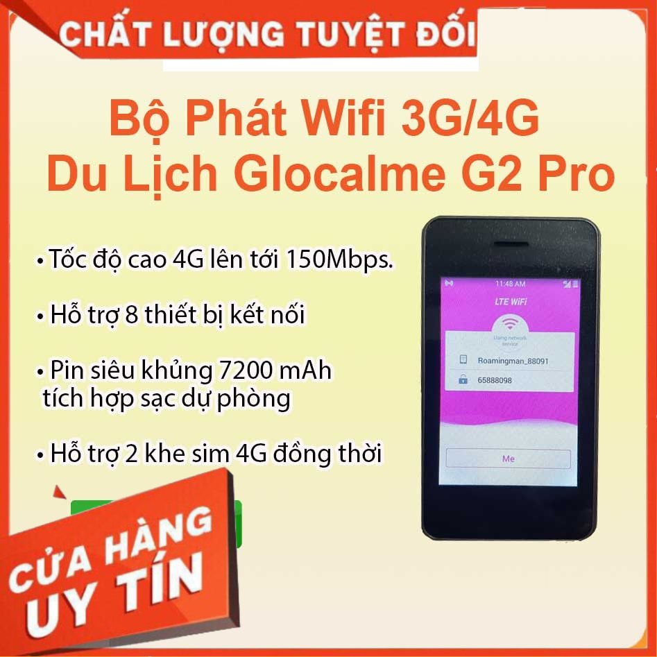 Bộ Phát Wifi 4G/ 5G G2 Pro kiêm sạc dự phòng Pin 7200 mAh 2 Sim, hỗ trợ 8 thiết bị, màn hình 3.5'' hỗ trợ 6 ngôn ngữ .