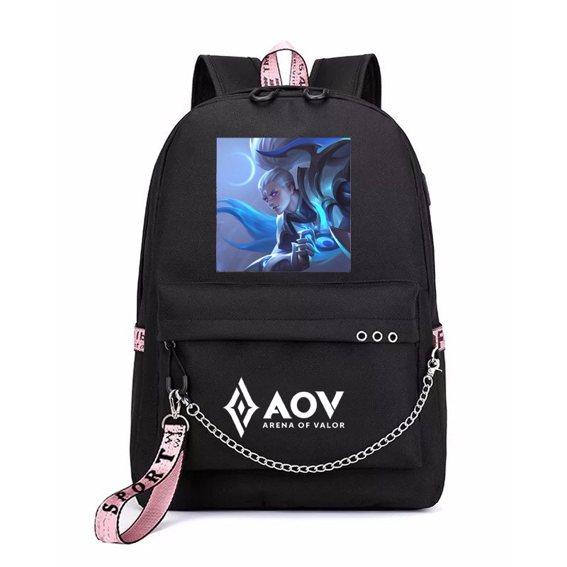 Balo thông minh đen in hình Liên quân Arena of Valor game chibi dễ thương cặp sách đi học