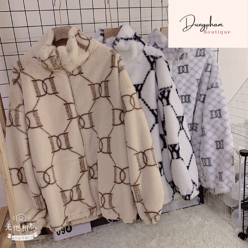 Áo Khoác Lông Hoạ Tiết Dày Dặn Hàng 2 Lớp Lót Gió Có Ảnh Thật Kèm Video - Dungpham Boutique