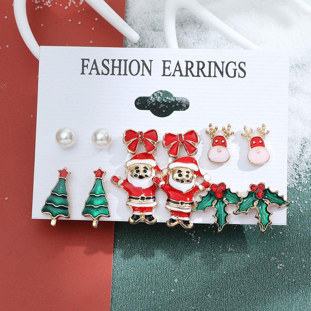 Bộ 6 Đôi Khuyên Tai Dáng Dài Phong Cách Giáng Sinh Sáng Tạo Cho Nữ