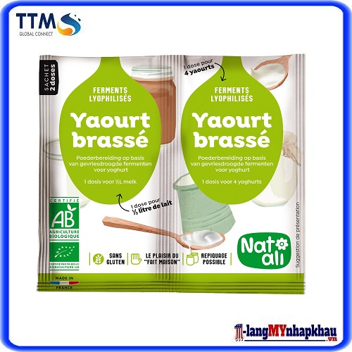 Men làm sữa chua hữu cơ Natali 2x6g