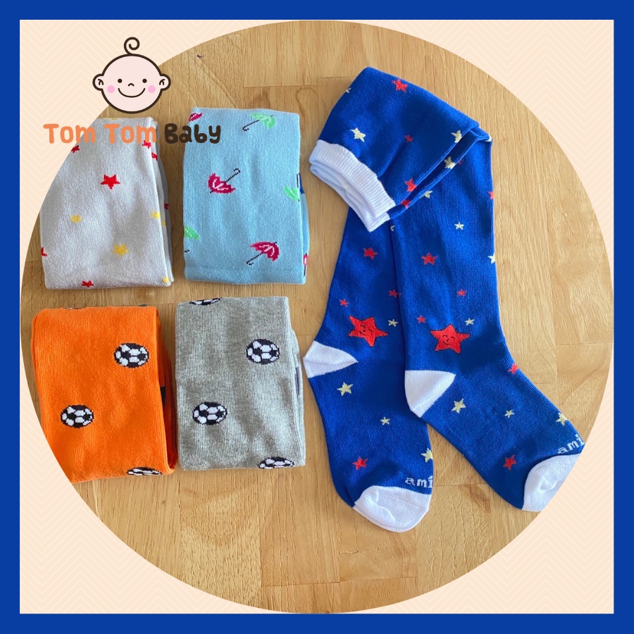 Tất, vớ trẻ em dài cotton AMIGO mềm, mịn, co giãn tốt cho bé trai, bé gái (hàng xưởng may Việt Nam)